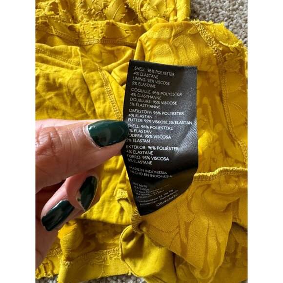 Anthropologie Playful Ruffle Knit Mini Dress Size Medium Mustard Yellow lined N1 - Picture 10 of 10